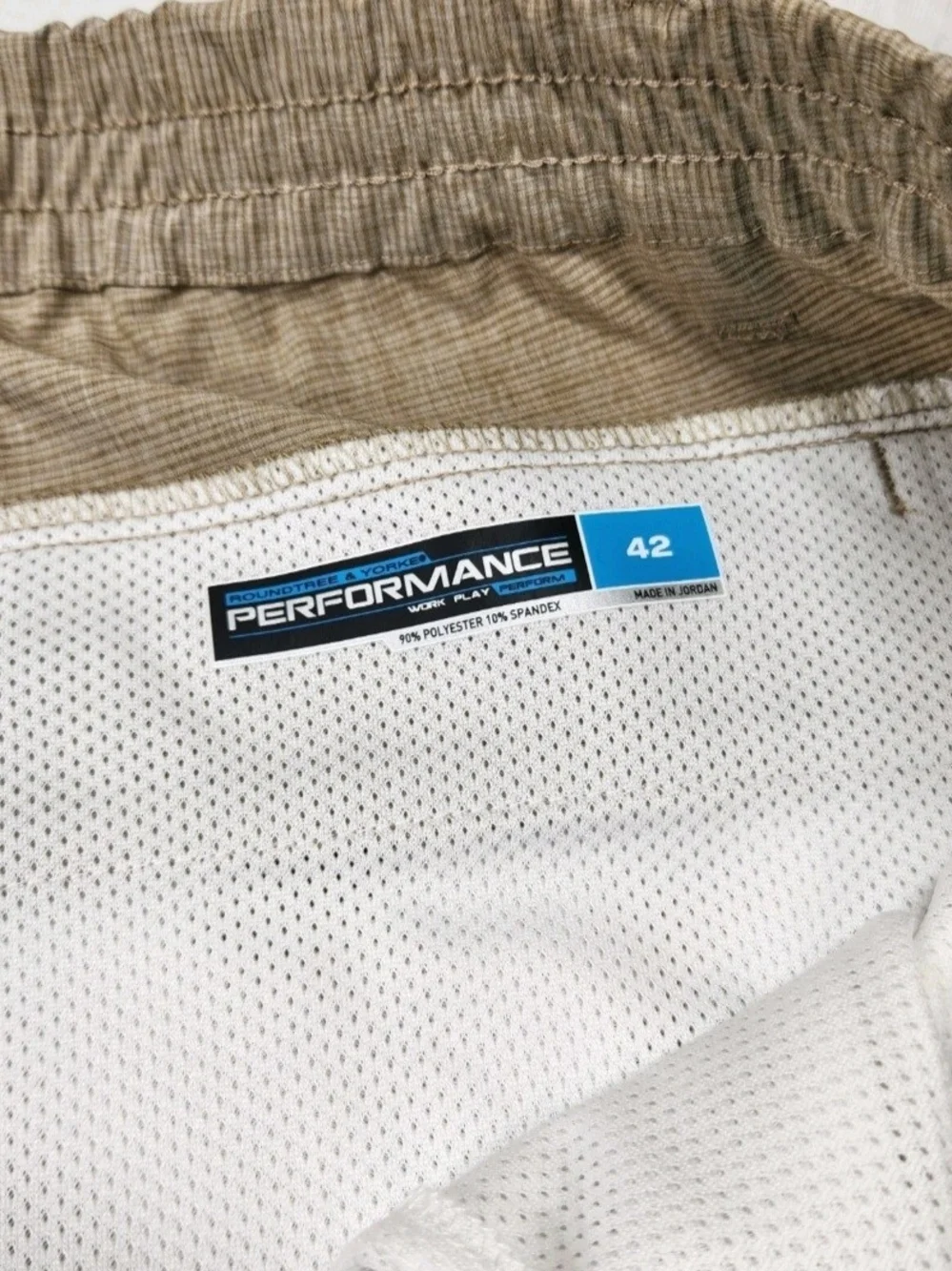 Roundtree & Yorke Mens Size 42 Performance Cargo Shorts Khaki Classic Fit 05